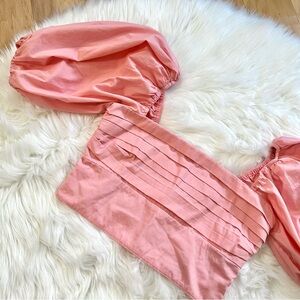 Abercrombie & Fitch Pleated Cropped Puff Sleeve Top Size Medium